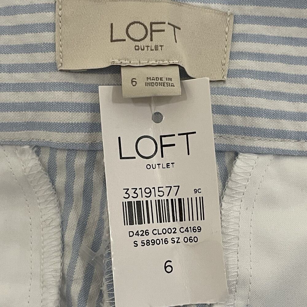 Loft Outlet SKINNY ANKLE Pants Size 6 Light Blue White Stripe Seersucker NEW - Picture 8 of 12